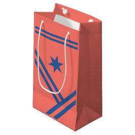 Coral Blue Diagonal Stripes Star Modern Graphic Klein Cadeauzakje