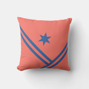 Coral Blue Diagonal Stripes Star Modern Graphic Kussen