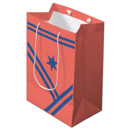Coral Blue Diagonal Stripes Star Modern Graphic Medium Cadeauzakje
