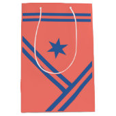 Coral Blue Diagonal Stripes Star Modern Graphic Medium Cadeauzakje (Voorkant)
