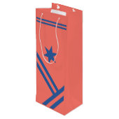 Coral Blue Diagonal Stripes Star Modern Graphic Wijn Cadeautas (Achterkant Gekanteld)