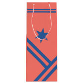 Coral Blue Diagonal Stripes Star Modern Graphic Wijn Cadeautas (Achterkant)