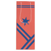 Coral Blue Diagonal Stripes Star Modern Graphic Wijn Cadeautas (Voorkant)
