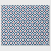 Coral Blue Diamonds Ikat Pattern Cadeaupapier (Vlak)