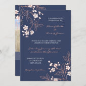 Coral Blue Floral Foto Weddenschap Kaarten (Voorkant / Achterkant)