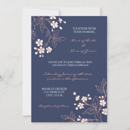 Coral Blue Floral Foto Weddenschap Kaarten