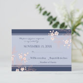 Coral Blue Floral RSVP Weddenschap Card (Staand voorkant)