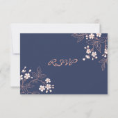 Coral Blue Floral RSVP Weddenschap Card (Achterkant)
