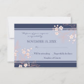 Coral Blue Floral RSVP Weddenschap Card Kaartje (Voorkant)