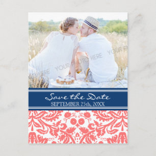 Coral Blue Foto Save the Date Wedding Briefkaarten