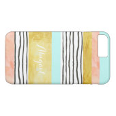 Coral Blue Gold Stripes iPhone 7 Plus Hoesje (Achterkant (Horizontaal))
