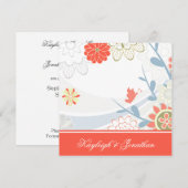 Coral Blue Green Floral Save the Date (Voorkant / Achterkant)
