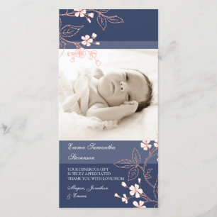 Coral Blue Hartelijk dank Baby shower Fotokaarten Bedankkaart
