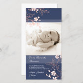 Coral Blue Hartelijk dank Baby shower Fotokaarten Bedankkaart (Voorkant / Achterkant)