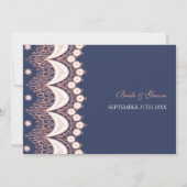 Coral Blue Lace Pattern Weddenschap Kaarten (Achterkant)