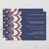Coral Blue Lace Pattern Weddenschap Kaarten (Voorkant / Achterkant)