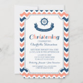 Coral Blue Nautical Custom Christening Uitnodiging (Achterkant)