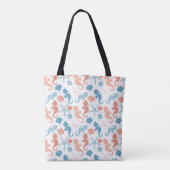 Coral Blue Nautical Monogram Patroon Tote Bag (Achterkant)