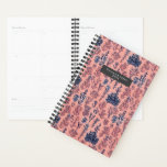 Coral Blue Pattern Planner<br><div class="desc">Patroon met illustraties van blauw koraal boven een koraalroze achtergrond. Personaliseer met naam op voorzijde.</div>