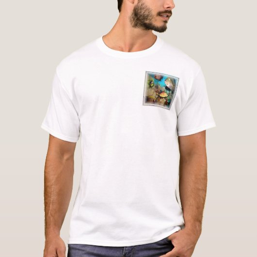 Coral Blue Square Pocket T-shirt (Voorkant)