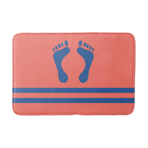 Coral Blue Stripes en Feet Modern Graphic Badmat