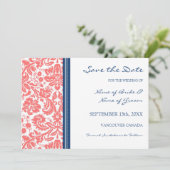 Coral Blue Wedding Save the Date Card (Staand voorkant)