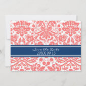 Coral Blue Wedding Save the Date Card (Achterkant)