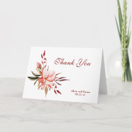 Coral & Blush Bloemige Bedankkaart