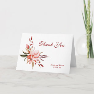 Coral & Blush Bloemige Bedankkaart