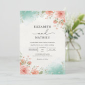 Coral Blush Botanical Archway Wedding Kaart (Staand voorkant)