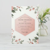 Coral Blush Botanical Whimsy Wedding Kaart (Staand voorkant)
