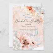 Coral Blush Brunch Bubble Birthday Invitation Kaart (Voorkant)