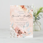 Coral Blush Brunch Bubble Birthday Invitation Kaart (Staand voorkant)
