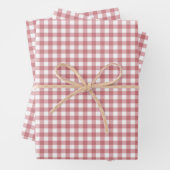 Coral Blush Gingham Check Patroon Inpakpapier Vel (In situ)