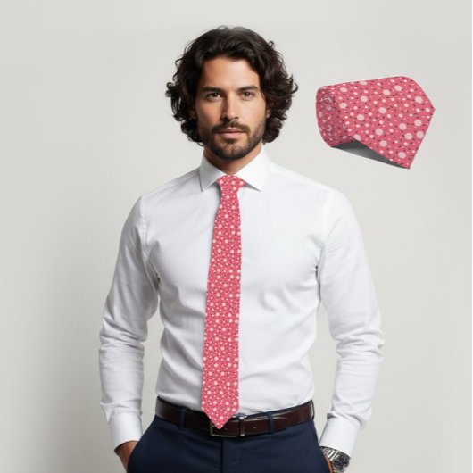 Coral Blush Hexagon & Charcoal Triangle Tie Stropdas