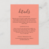 Coral Blush Moderne Minimalistische Abstracte Deta Informatiekaartje (Voorkant)