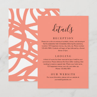 Coral Blush Moderne Minimalistische Abstracte Deta Informatiekaartje