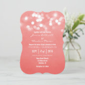 Coral Bokeh Glitter Lights Wedding Kaart (Staand voorkant)