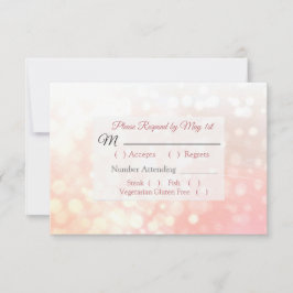 Coral Bokeh Wedding RSVP-kaart RSVP Kaartje