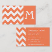 Coral Bold Chevron Monogram Visitekaartje (Voorkant / Achterkant)