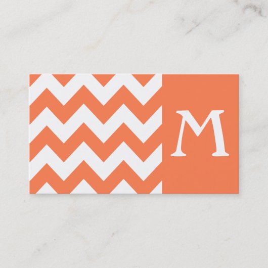 Coral Bold Chevron Monogram Visitekaartje (Voorkant)