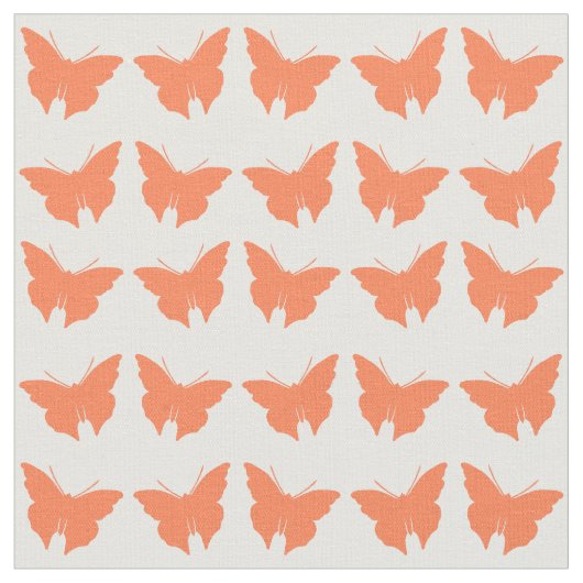 Coral Bold Mod Butterflies Stof (Close Up)