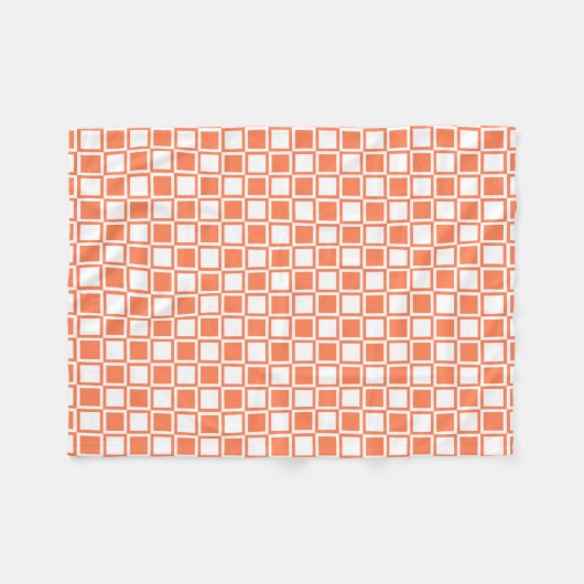 Coral Bold Mod Squares Fleece Deken (Voorkant (Horizontaal))