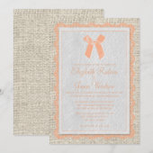 Coral Bow & Linen Wedding Invitations Kaart (Voorkant / Achterkant)