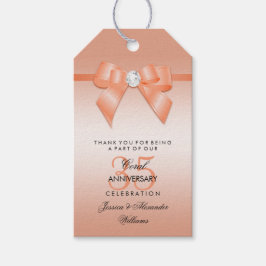 Coral Bow & Ribbon 35th Wedding Jubileum Cadeaulabel