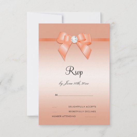 Coral Bow & Ribbon 35th Wedding Jubileum RSVP Kaartje (Voorkant)