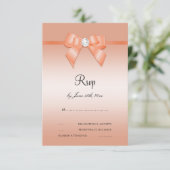 Coral Bow & Ribbon 35th Wedding Jubileum RSVP Kaartje (Staand voorkant)