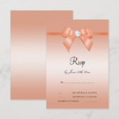 Coral Bow & Ribbon 35th Wedding Jubileum RSVP Kaartje (Voorkant / Achterkant)