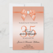 Coral Bow & Ribbon 35th Wedding Jubileum Save The Date (Voorkant)