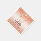 Coral Bow & Ribbon 35th Wedding Jubileum Servet (Hoek)